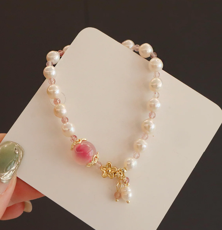 Agate Freshwater With Pearl Bracelet