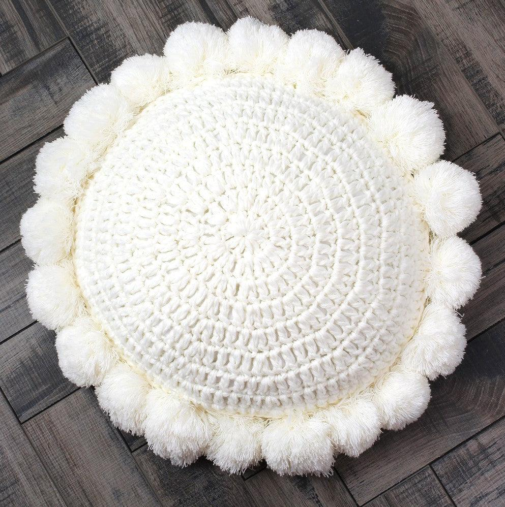 Knitted Round Pompom Pillow