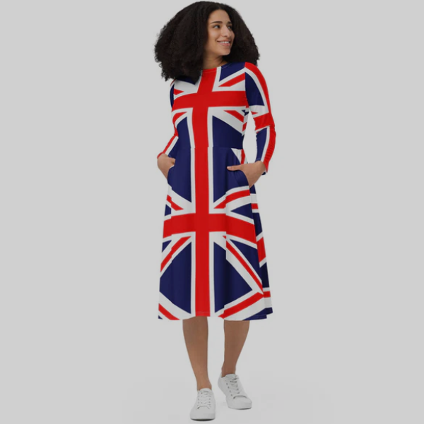 Vestido de talla grande con diseño de Union Jack, tallas hasta 6XL