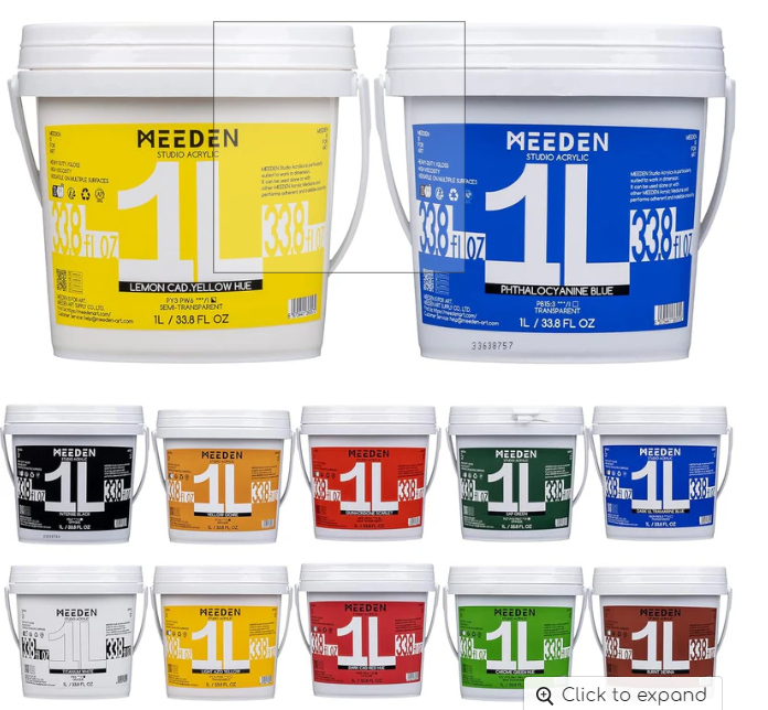 MEEDEN 12 Colors Large Bulk Acrylic Paint Set (33.8 oz,1 L)