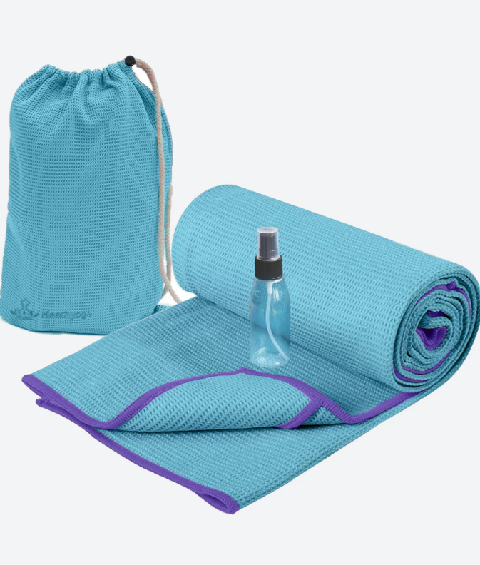 Heathyoga Microfiber Silicone Coating Layer Yoga Towel - Teal