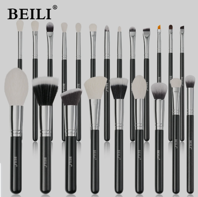 Juego de brochas de maquillaje Kabuki de pelo sintético negro 30 piezas