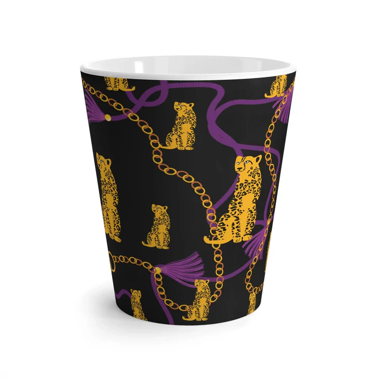 Leopard and Gold Chain Black Latte Mug  Pay over time for orders over $ 35,00 with  Learn more Your purchasing power is  . Learn more