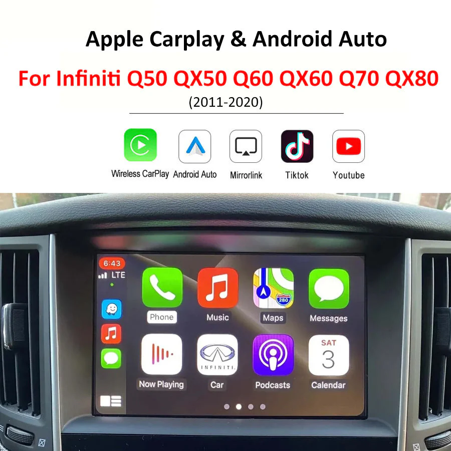 Infiniti Q50 QX50 Q60 QX60 Q70 QX80 Apple Carplay & Android Auto Module 2010—2020