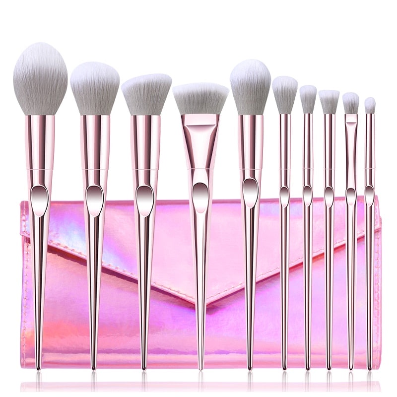 10Pcs Eye Metal Handle Makeup Brushes Set