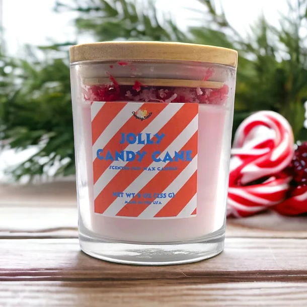 Jolly Candy Cane Candle