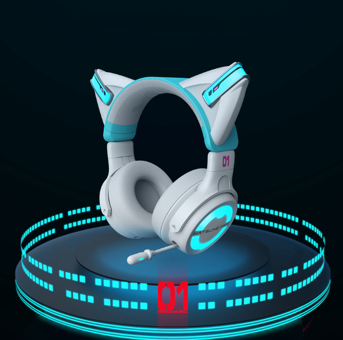 YOWU Hatsune Miku NX Cat Ear Bluetooth Wireless Headphones for Vocaloid & Gamers