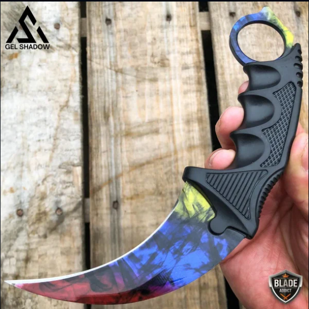 7.5 csgo karambit combat knife fixed blade hawkbill neck doppler new