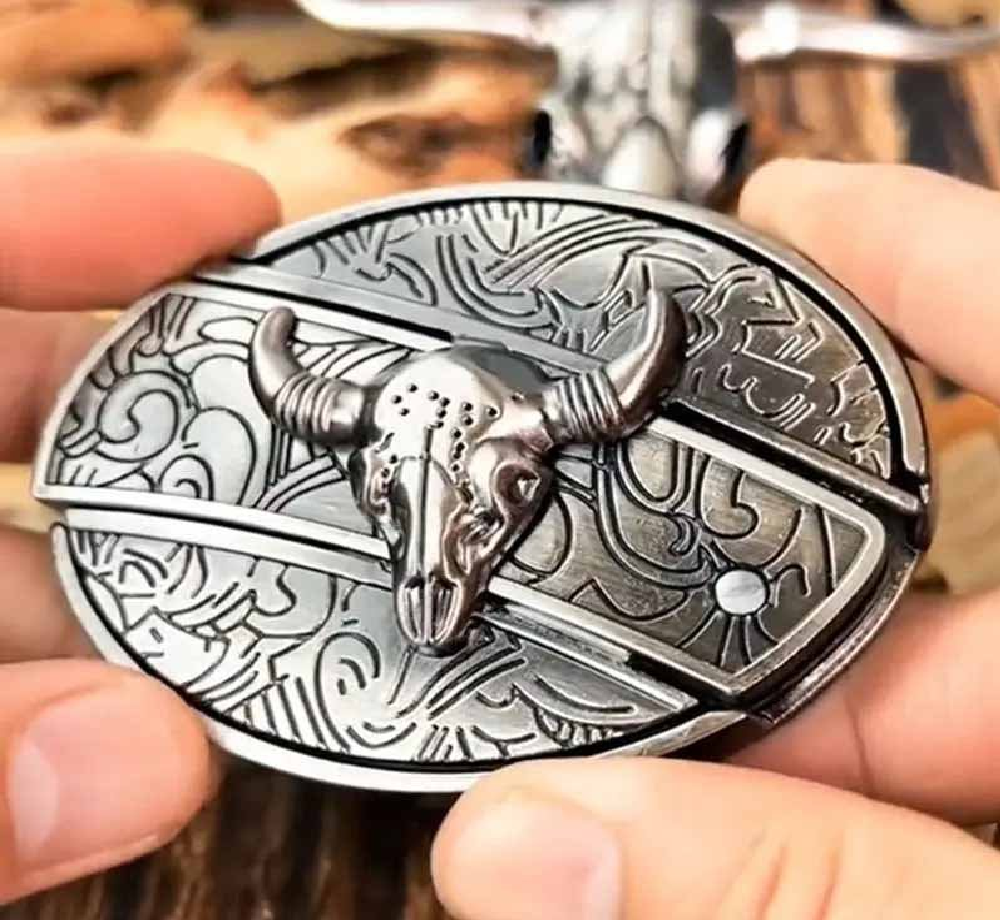 Metal Oval Cowboys Belt Buckle