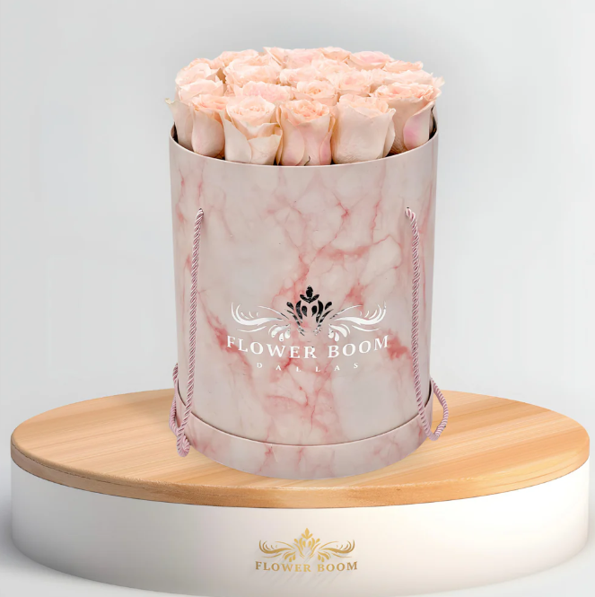 Classic Blush Roses In A Box