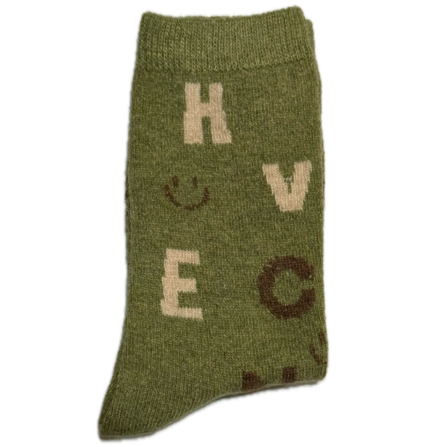 Random Letters Green Warm Luxury Wool & Angora Socks (Women's)