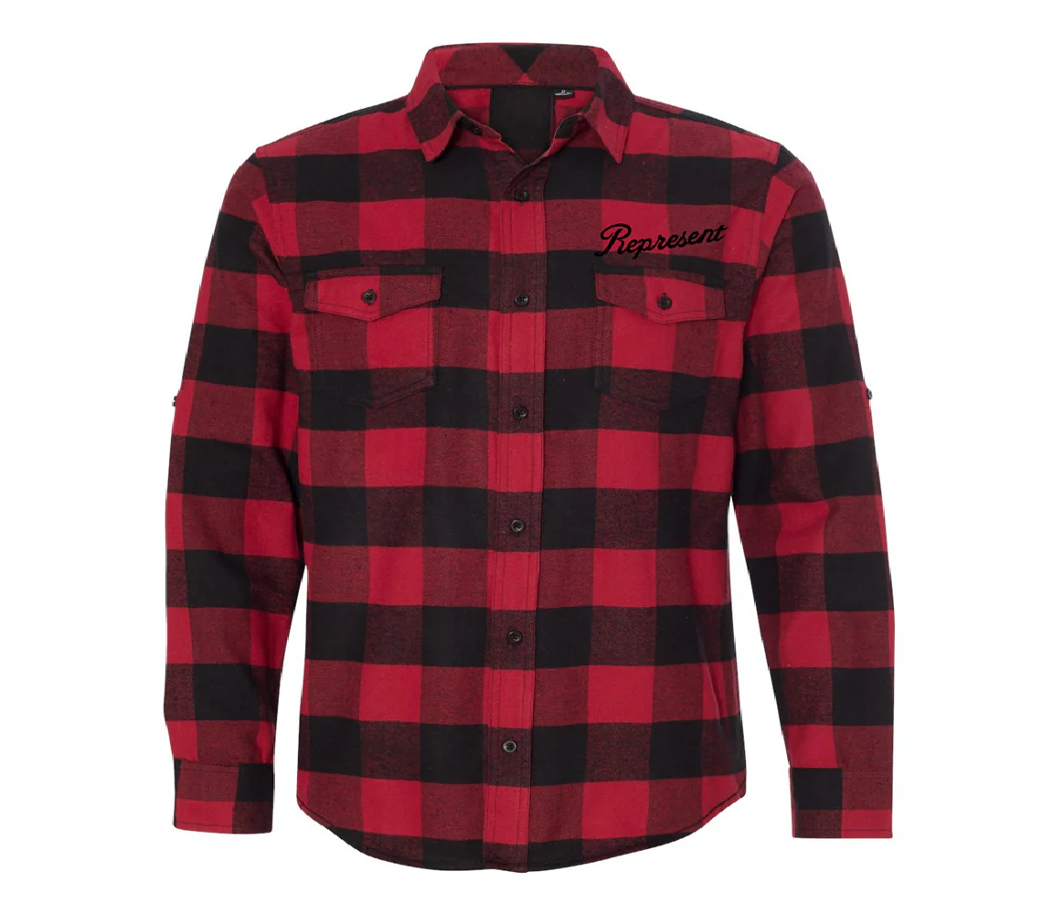 Slanted Dyed Yard Flannel Shirt [red Black Buffalo]