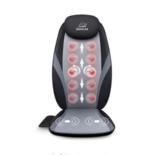 Snailax Shiatsu Massage Cushion with Heat Massage Chair Pad Kneading Back Massager - 256