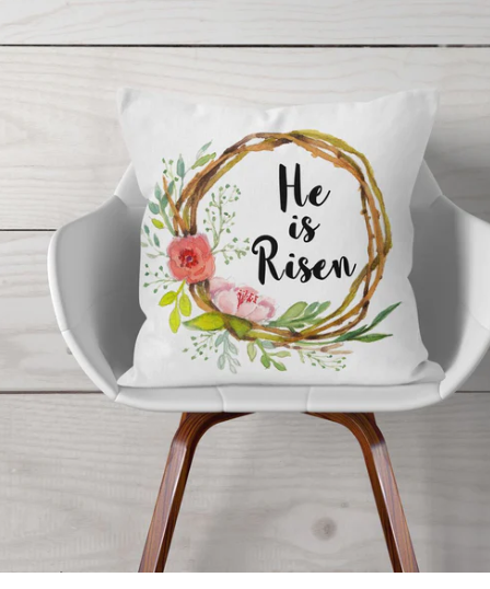 Watercolor— He is Risen—Pillow Cover