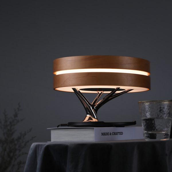 Round Intelligent Music Bluetooth Speaker & Bed Lamp with WiFi – Wireless Charging, LED Light, and Modern Design