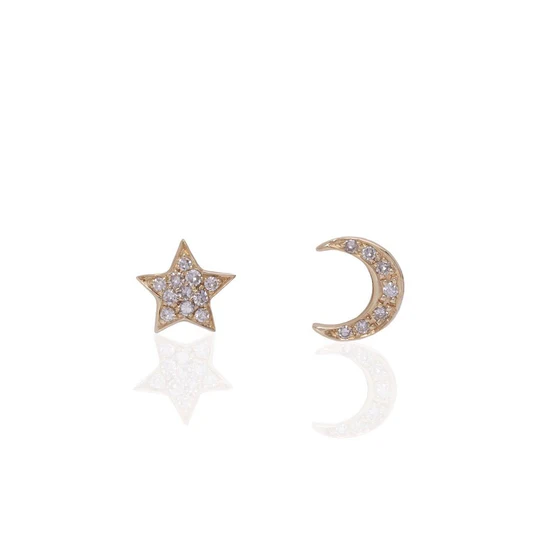 Mismatched Moon And Star Earrings