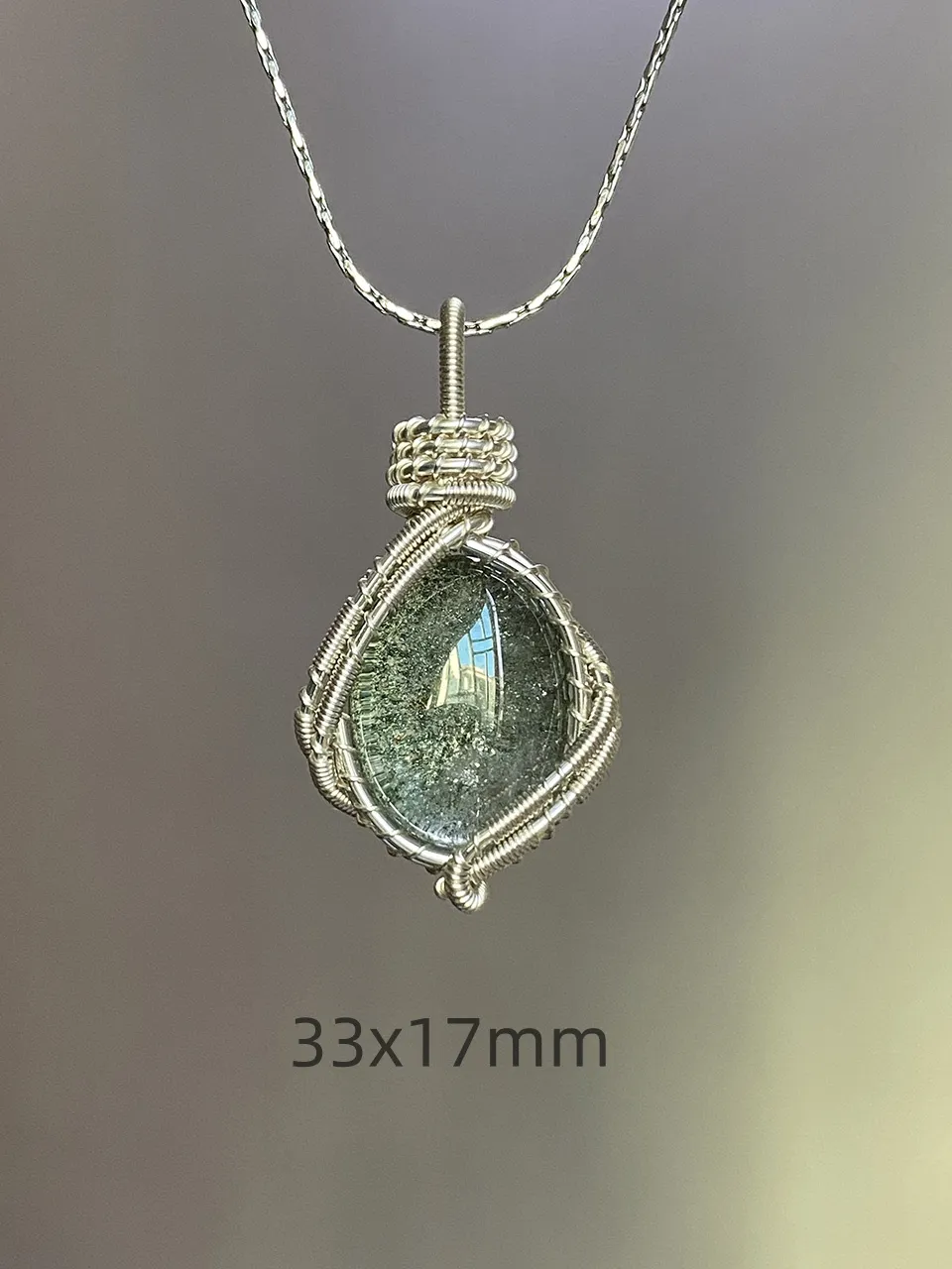 Crystals wrapped in copper- Green Ghost Quartz