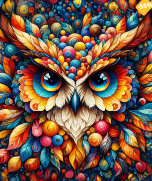 Colorful Wise Owl - DIY Diamond Painting