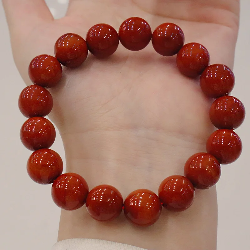 Natural South Red Agate Bead Bracelet