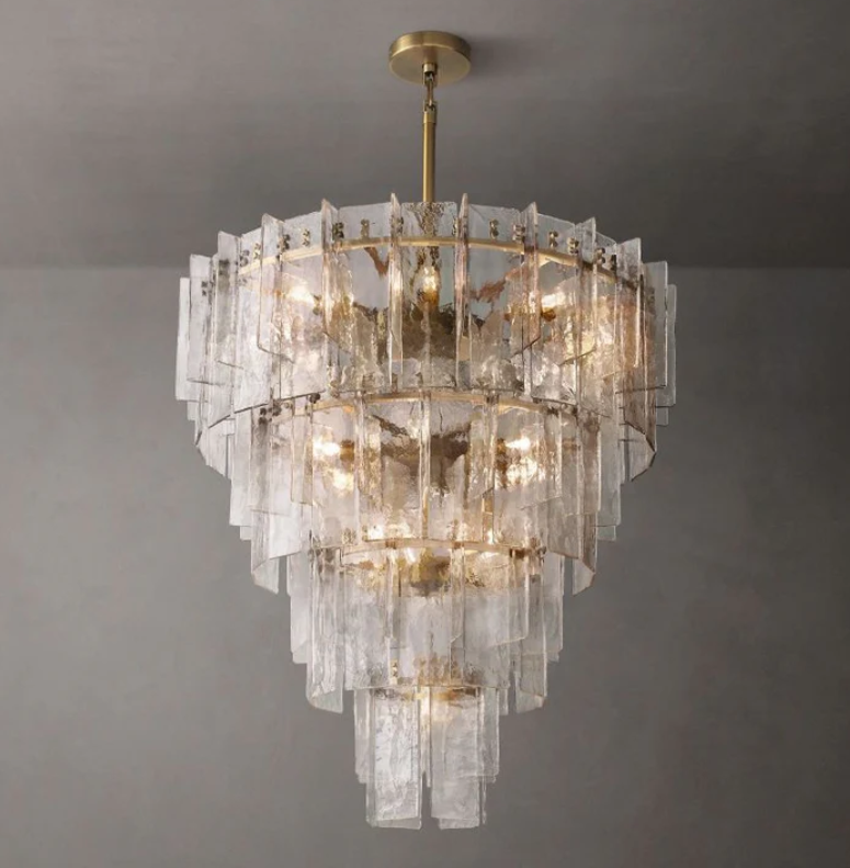 Lattice Clear Glass Tiered Round Chandelier 47"