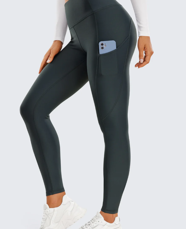 Fleece Lined Leggings With Pockets 28''