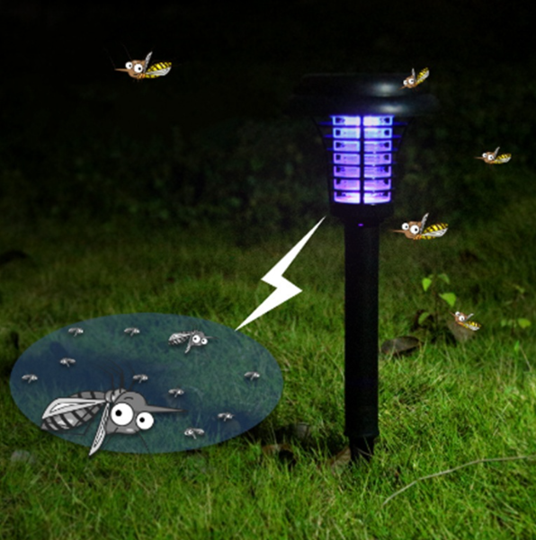 Say Goodbye to Pesky Mosquitoes with the Solar-Powered LED Bug Zapper Lamp!
