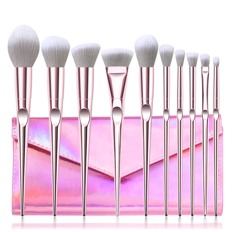 10Pcs Eye Metal Handle Makeup Brushes Set