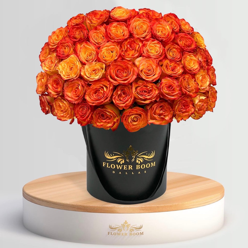 Circus Orange Roses In A Box