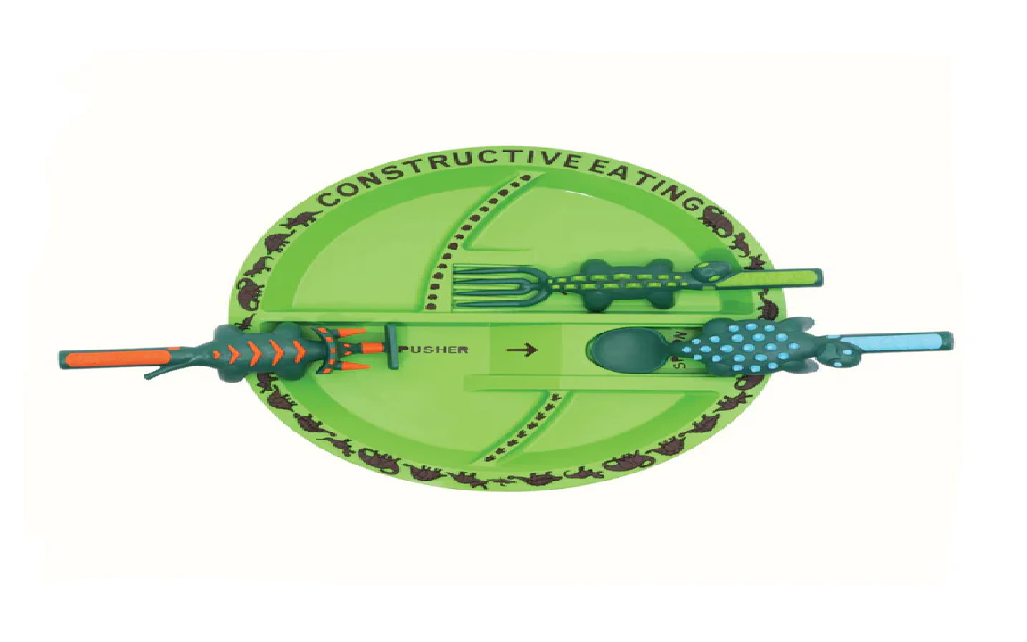 DinoBite Kids' Dinosaur Plate and Utensil Set