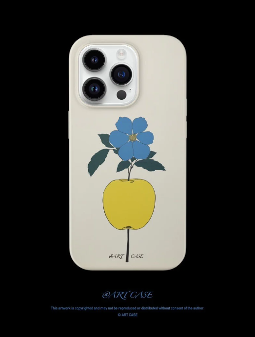 Blue Flower Yellow Apple Printed Phone Case