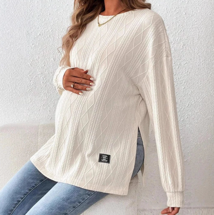 Maternity with a Round Neck and Long Sleeve