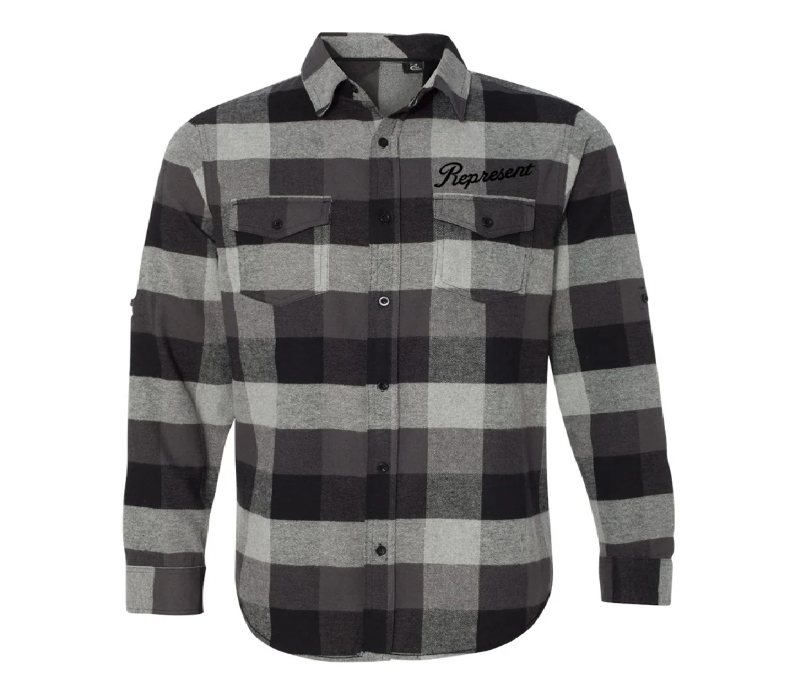 Slanted Dyed Yard Flannel Shirt [GRAY BLACK]