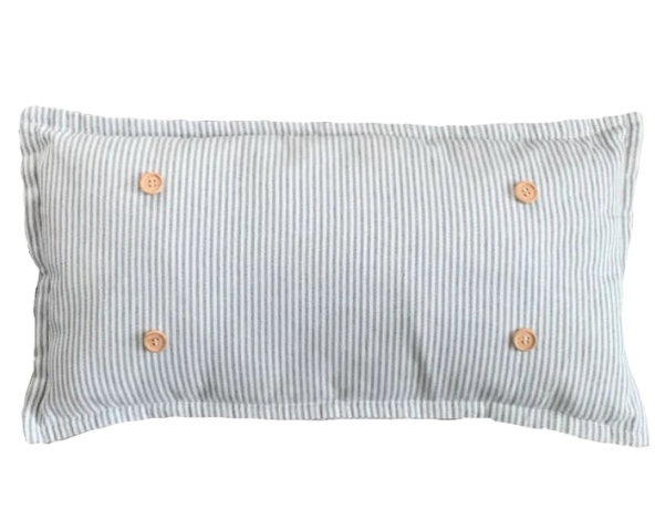 Pillow ONLY (with fluffy insert): Farmhouse Gray/White Ticking Stripes