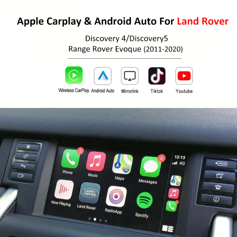 Wireless CarPlay for Jaguar/Land Rover Discovery 4/Discovery5 Range Rover Evoque (2011—2020), with Android Auto Interface AirPlay Mirror Link Car Play Functions