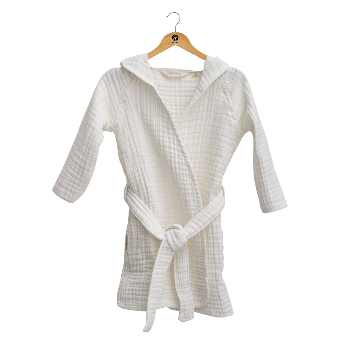 Best quality organic cotton 4-ply muslin kids bathrobe – White