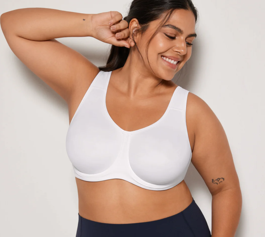 Keyla High Impact Underwire Sports Bra| C—G Cup| White — Beige