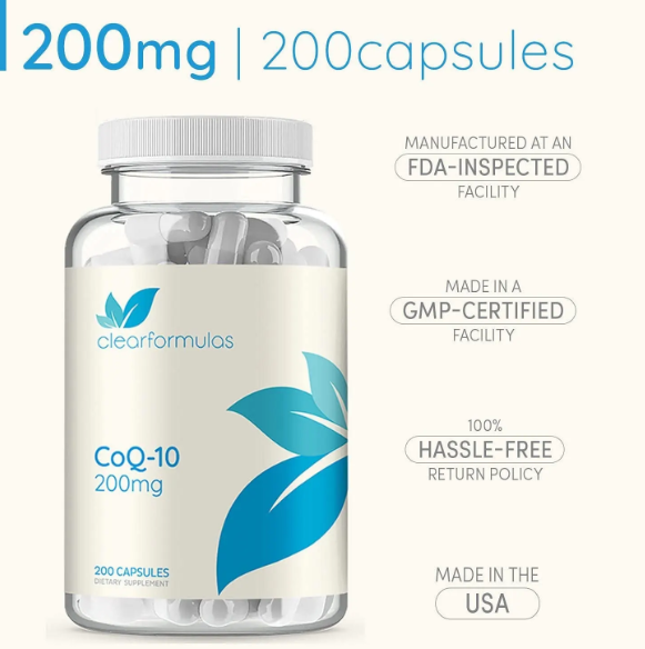 Clear Formulas Pure Coq10 200mg 200 Capsules Supports Heart Health & Helps Maintain Healthy Blood Pressure