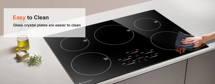 AMZCHEF Induction Cooktop with 5 BOOST Burners 30 Inch 10600W