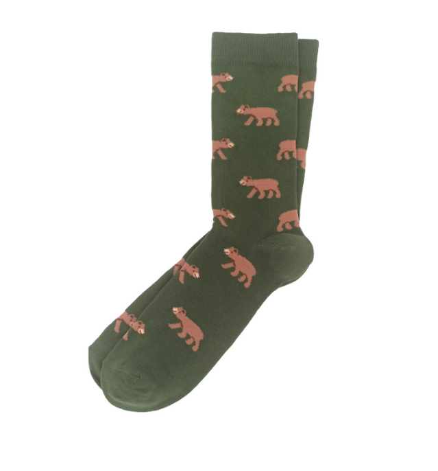 Bears on Green Background Socks (Men's)