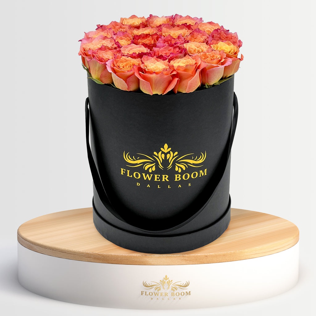 Classic Orange Roses In A Box