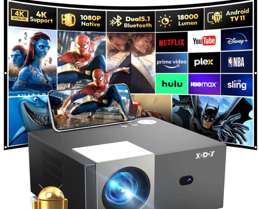 XGODY Sail2 Native 1080p Projector With WiFi And Bluetooth, 200-inch Full HD Large Screen