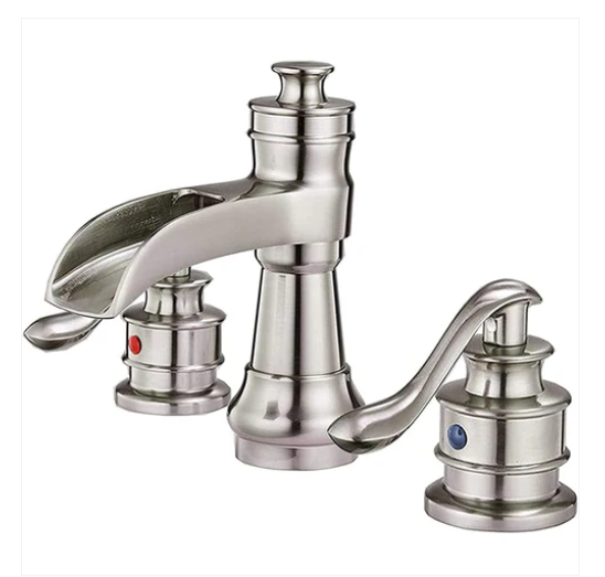 8 in Waterfall 2-Handle Bathroom Faucet Brushed Nickel