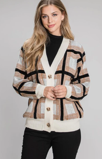 Plaid Boyfriend Cardigan