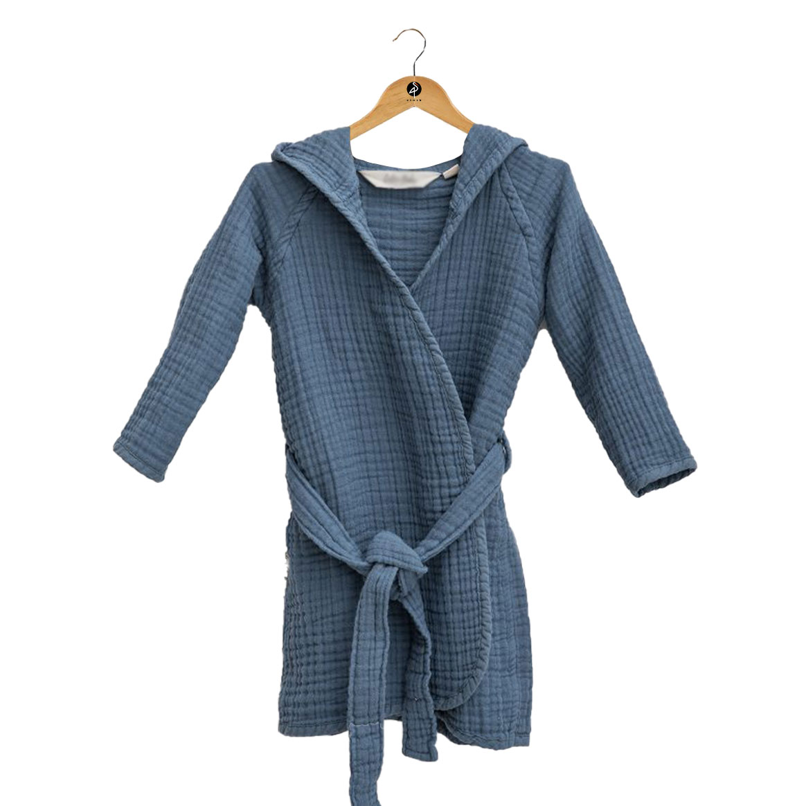 Best quality organic cotton 4-ply muslin kids bathrobe – Navy