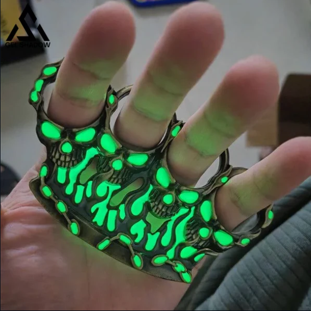 glow in the dark handmade four finger brass ghost knuckles