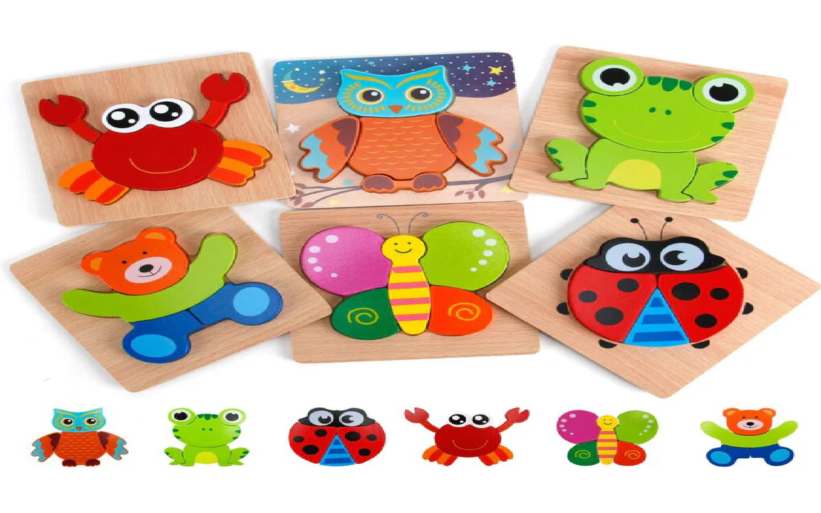 Montessori Puzzles 6 Pack - Eco-Friendly Wooden Puzzles