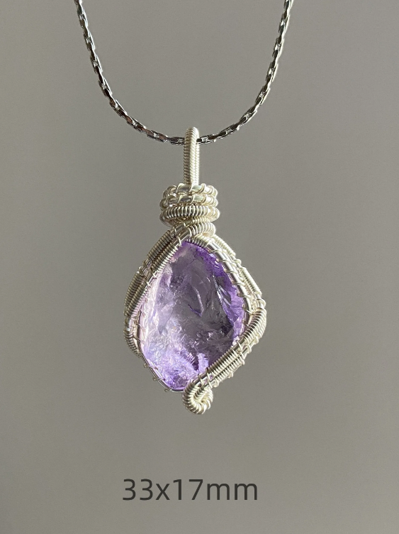 copper wrapped crystal necklace-Natural amethyst