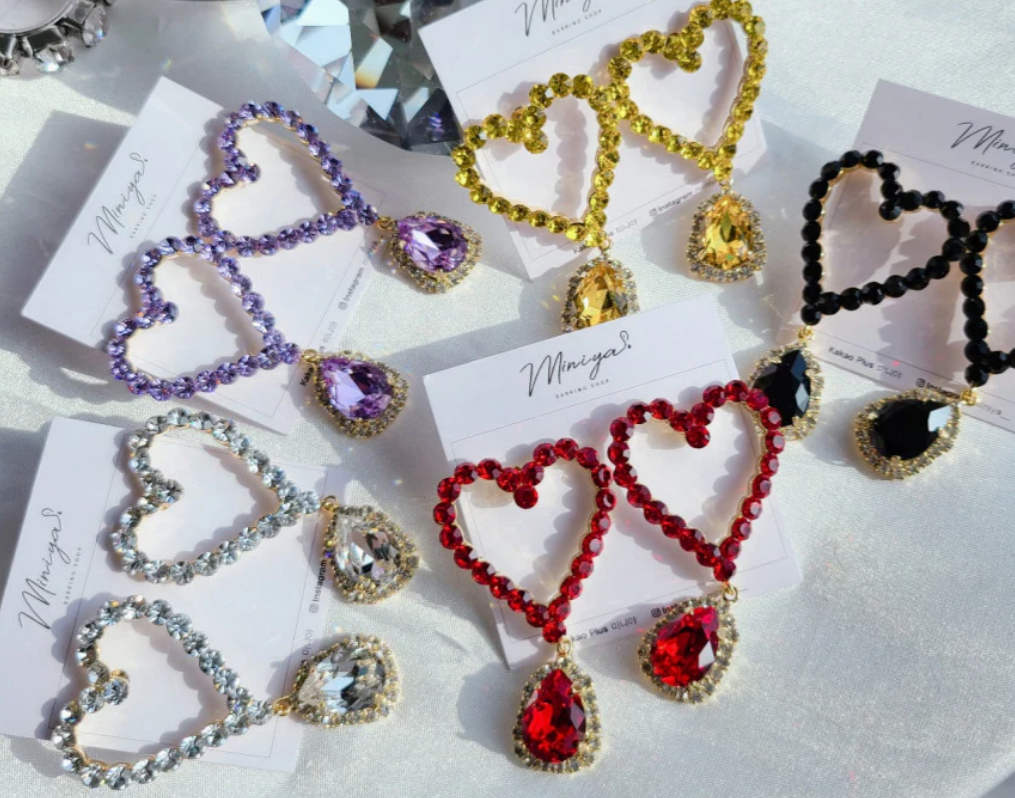 heart swarovski drop earring laboum soyeon 925 sterling silver