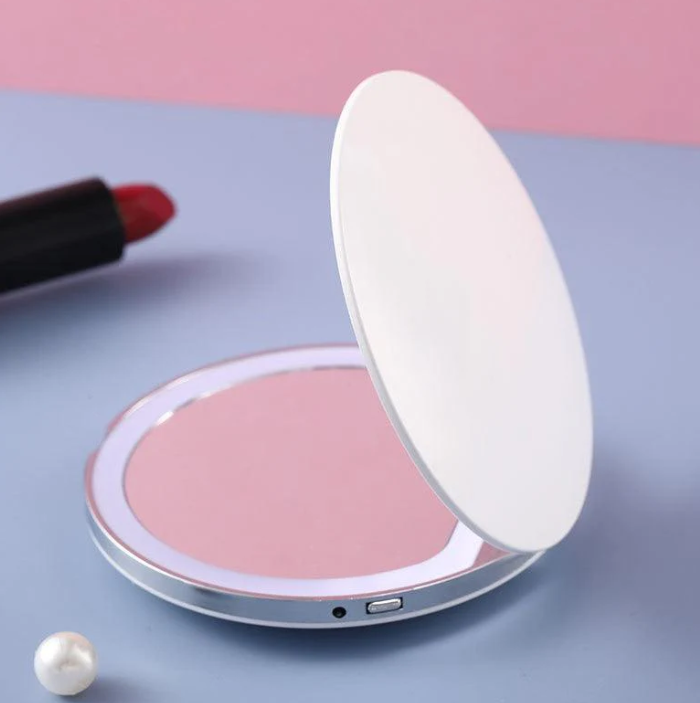 Portable Compact Makeup Mirror With Led Light