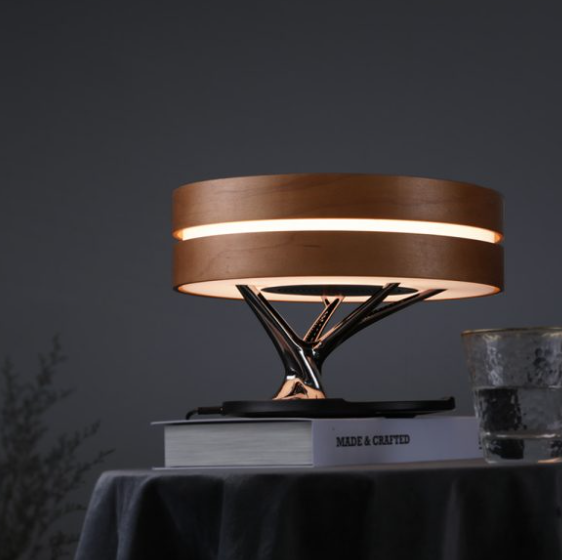 Round Intelligent Music Bluetooth Speaker & Bed Lamp with WiFi – Wireless Charging, LED Light, and Modern Design